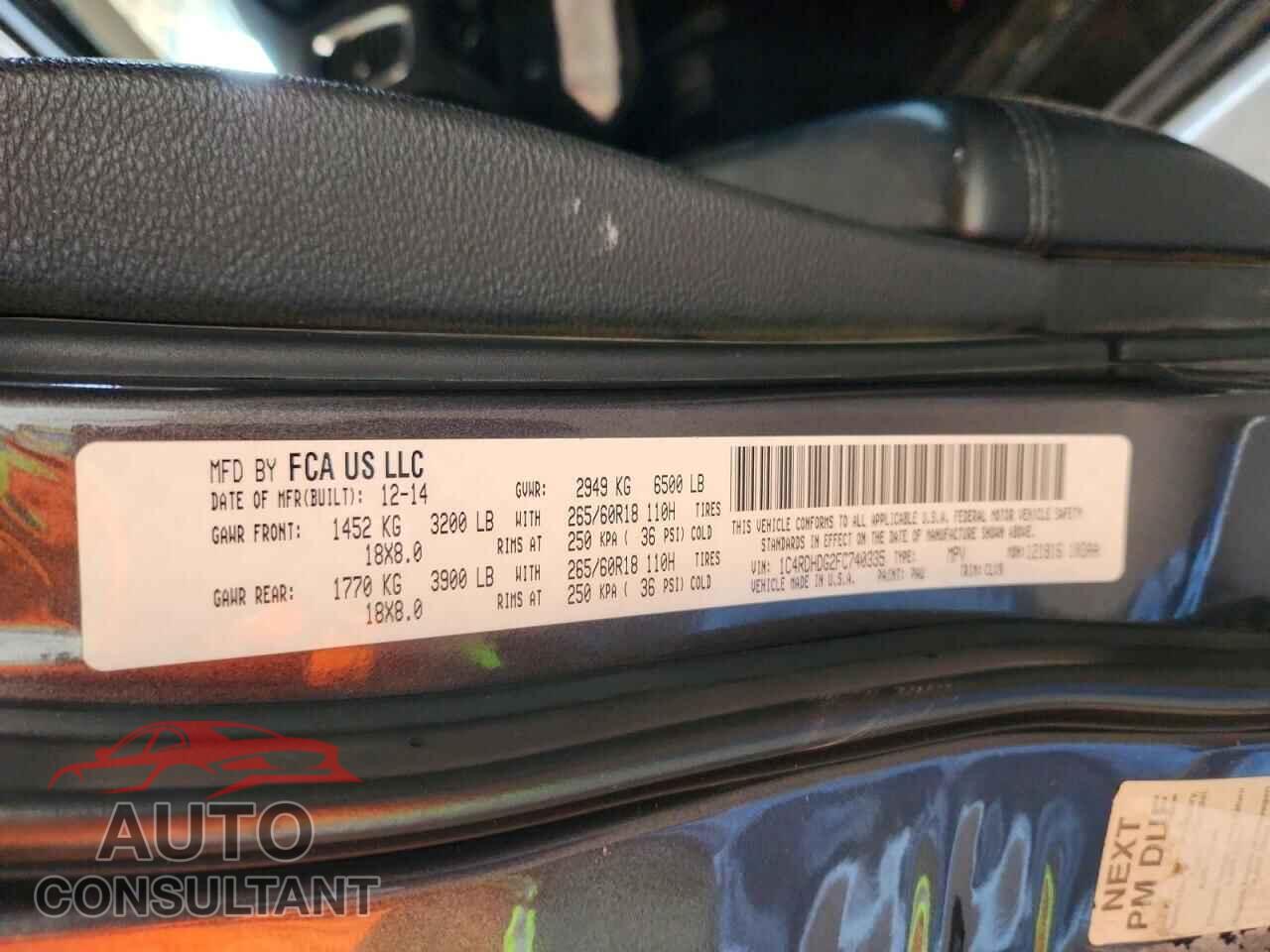 DODGE DURANGO 2015 - 1C4RDHDG2FC740335