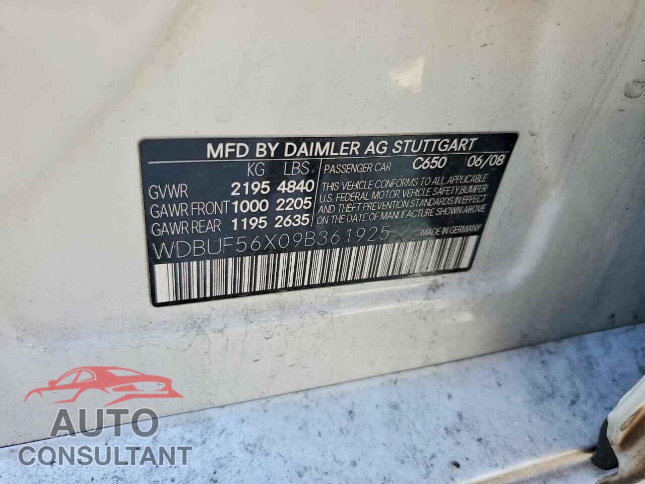 MERCEDES-BENZ E-CLASS 2009 - WDBUF56X09B361925