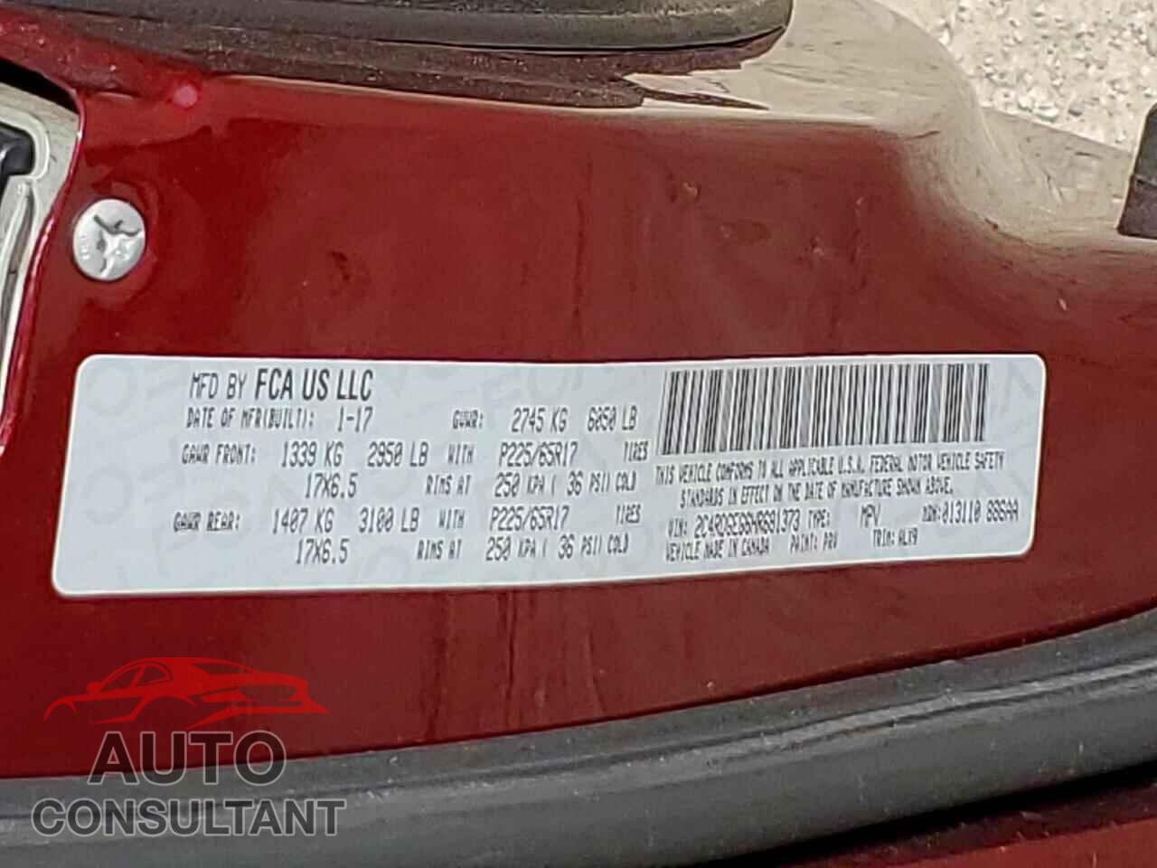 DODGE CARAVAN 2017 - 2C4RDGEG6HR681373