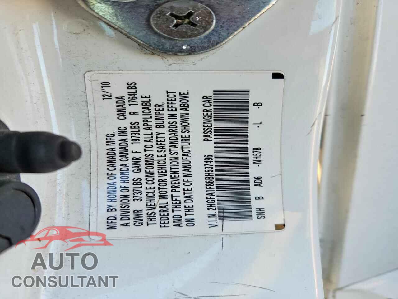 HONDA CIVIC 2011 - 2HGFA1F86BH537496
