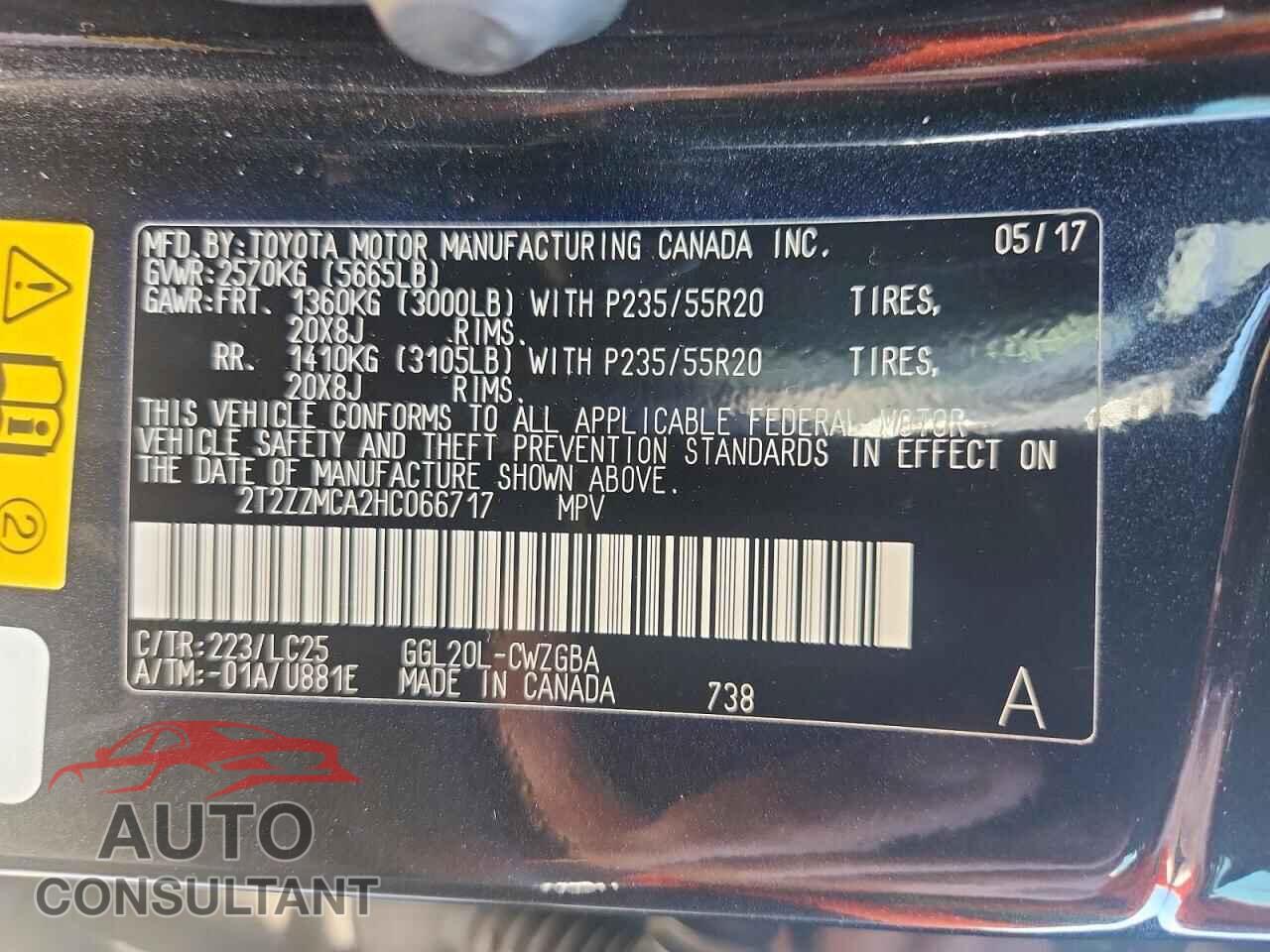 LEXUS RX350 2017 - 2T2ZZMCA2HC066717