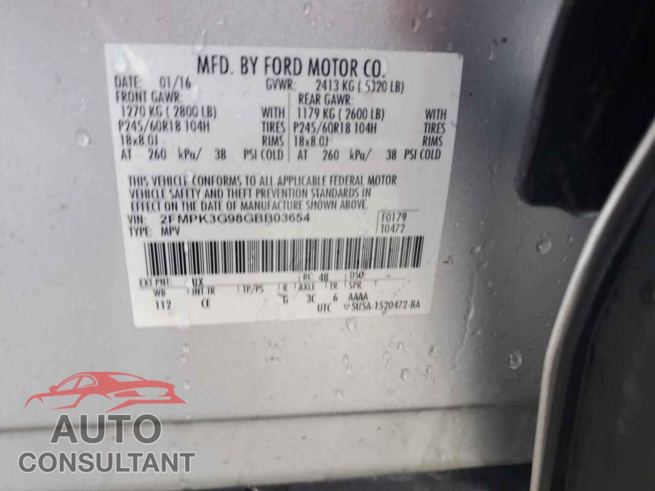 FORD EDGE 2016 - 2FMPK3G98GBB03654