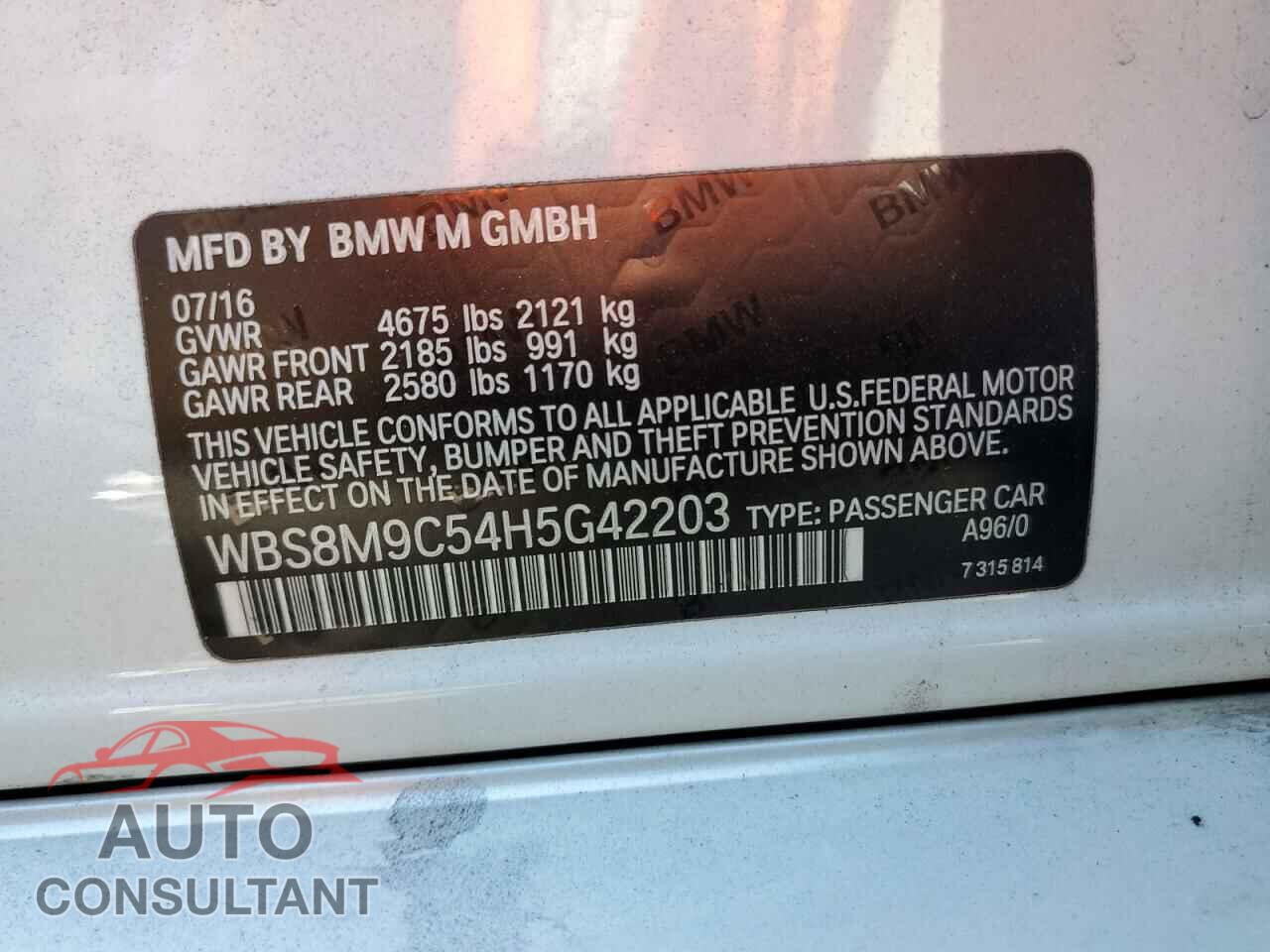 BMW M3 2017 - WBS8M9C54H5G42203