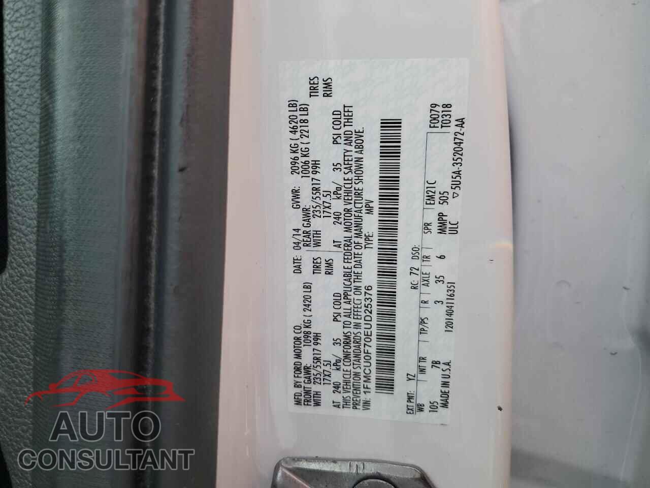 FORD ESCAPE 2014 - 1FMCU0F70EUD25376