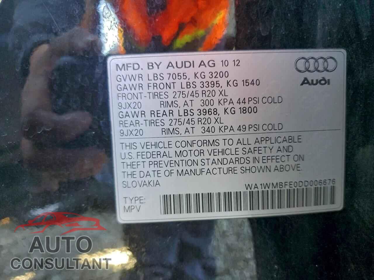 AUDI Q7 2013 - WA1WMBFE0DD006676