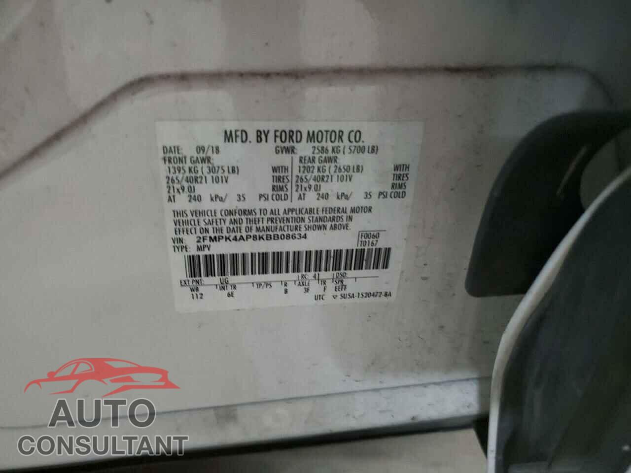 FORD EDGE 2019 - 2FMPK4AP8KBB08634