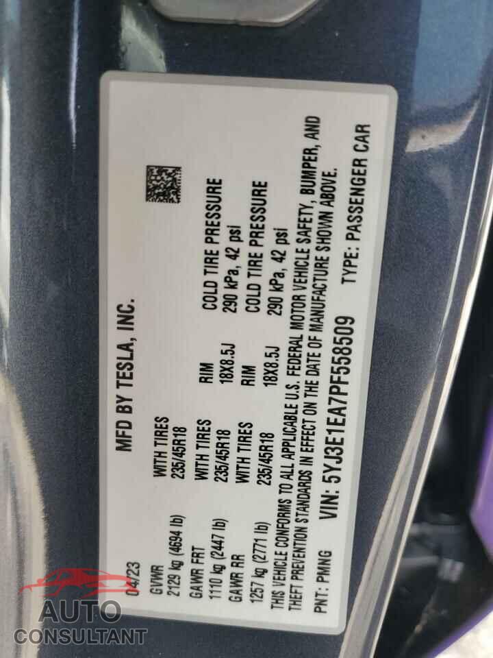 TESLA MODEL 3 2023 - 5YJ3E1EA7PF558509
