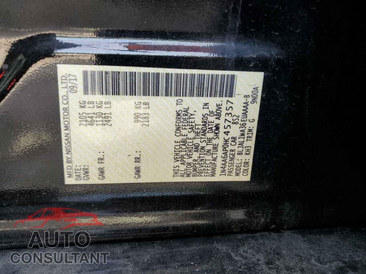NISSAN MAXIMA 2017 - 1N4AA6AP0HC457357