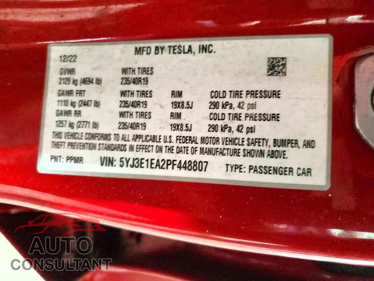 TESLA MODEL 3 2023 - 5YJ3E1EA2PF448807