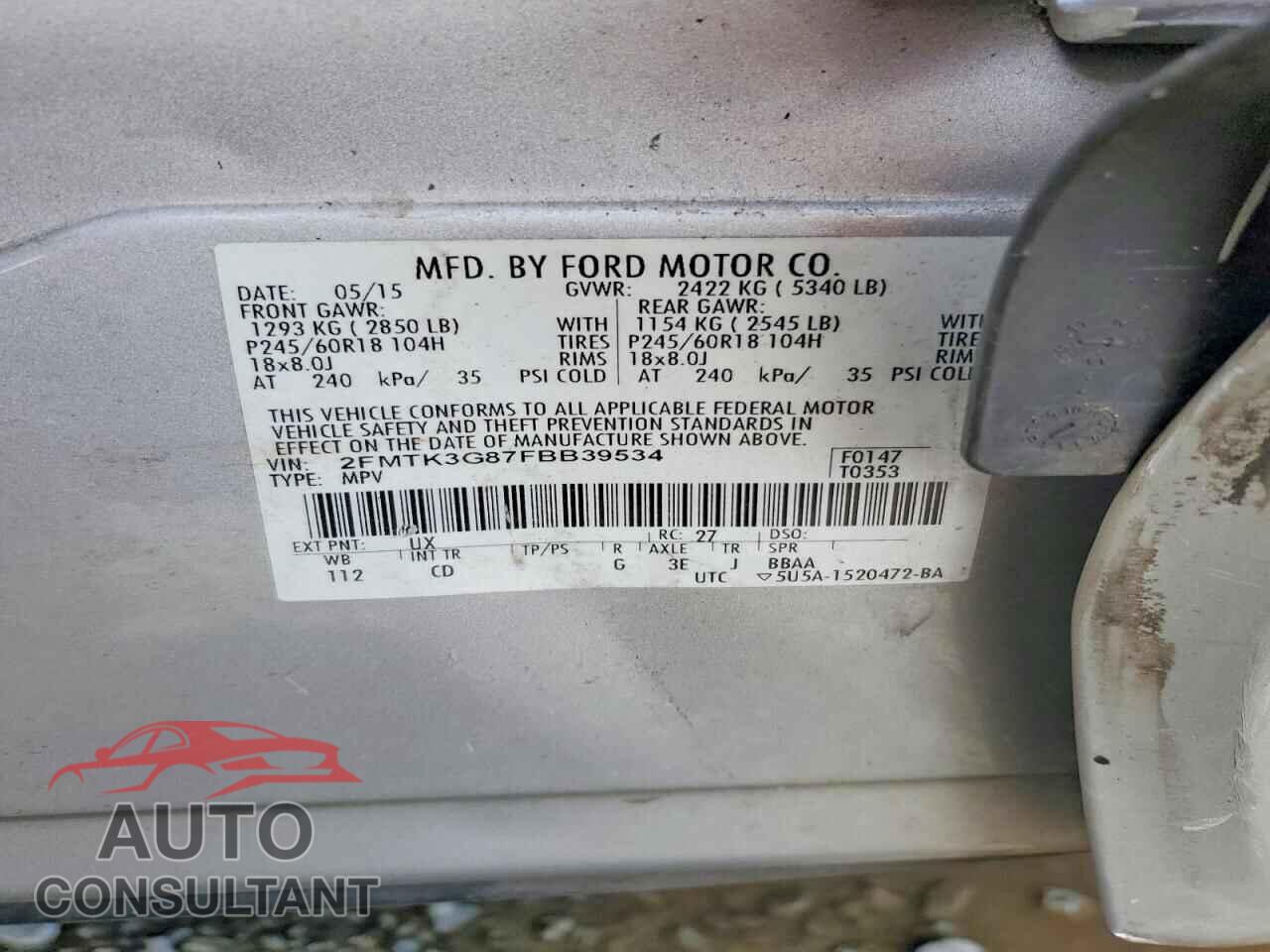 FORD EDGE 2015 - 2FMTK3G87FBB39534