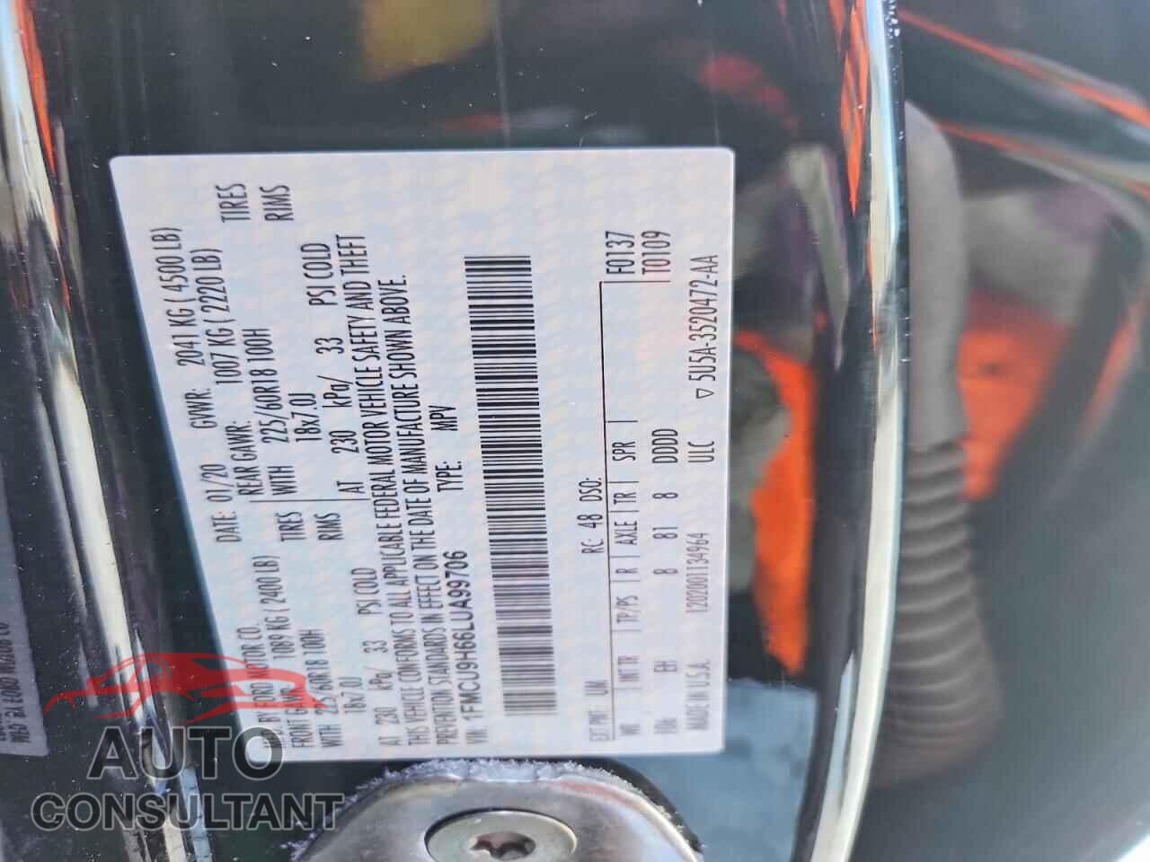 FORD ESCAPE 2020 - 1FMCU9H66LUA99706