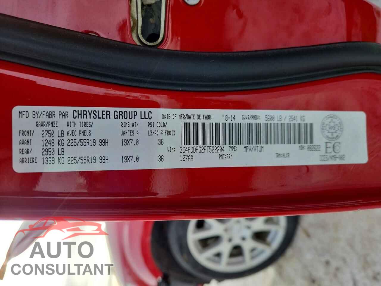 DODGE JOURNEY 2015 - 3C4PDDFG2FT522204