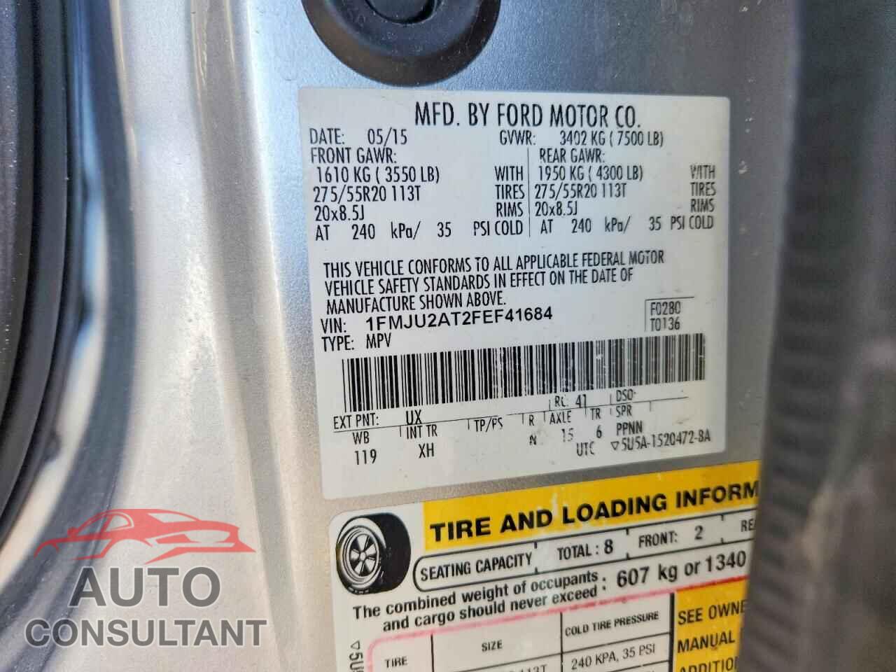 FORD EXPEDITION 2015 - 1FMJU2AT2FEF41684