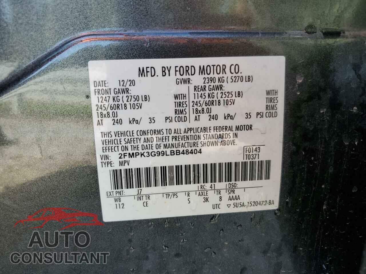 FORD EDGE 2020 - 2FMPK3G99LBB48404