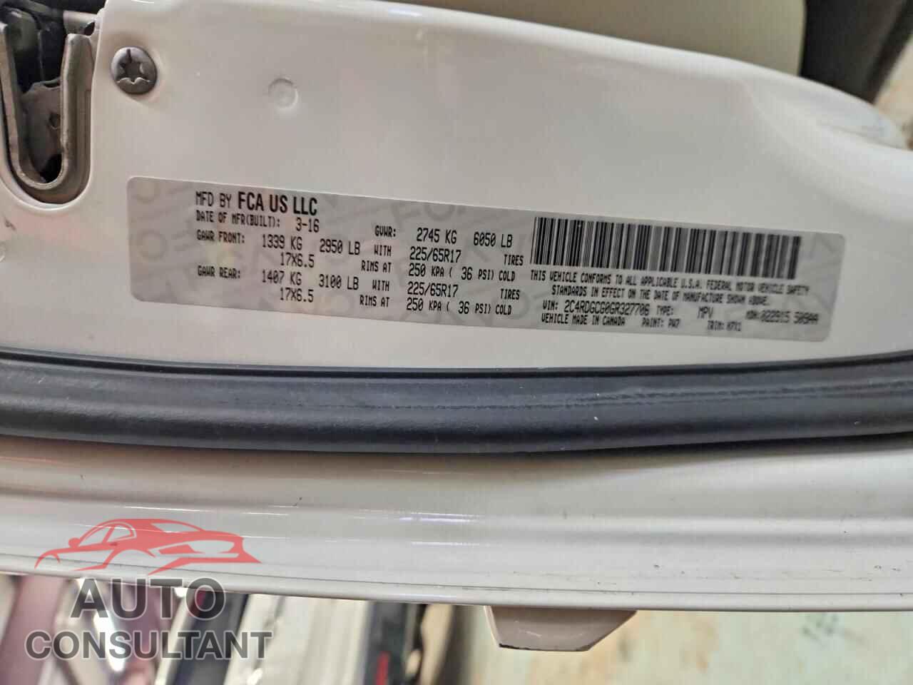 DODGE CARAVAN 2016 - 2C4RDGCG0GR327706