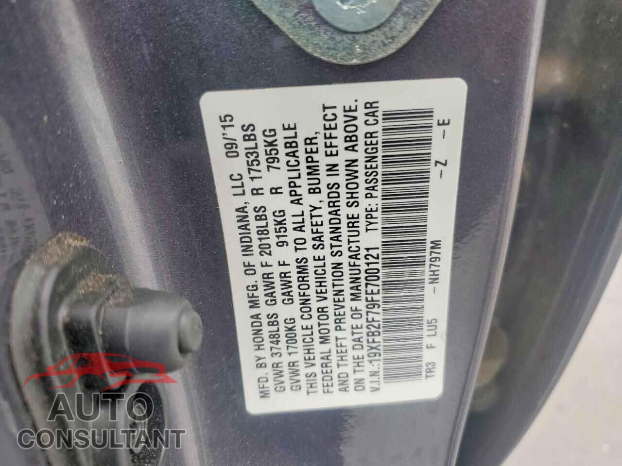 HONDA CIVIC 2015 - 19XFB2F79FE700121