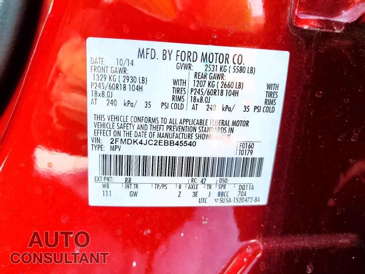 FORD EDGE 2014 - 2FMDK4JC2EBB45540