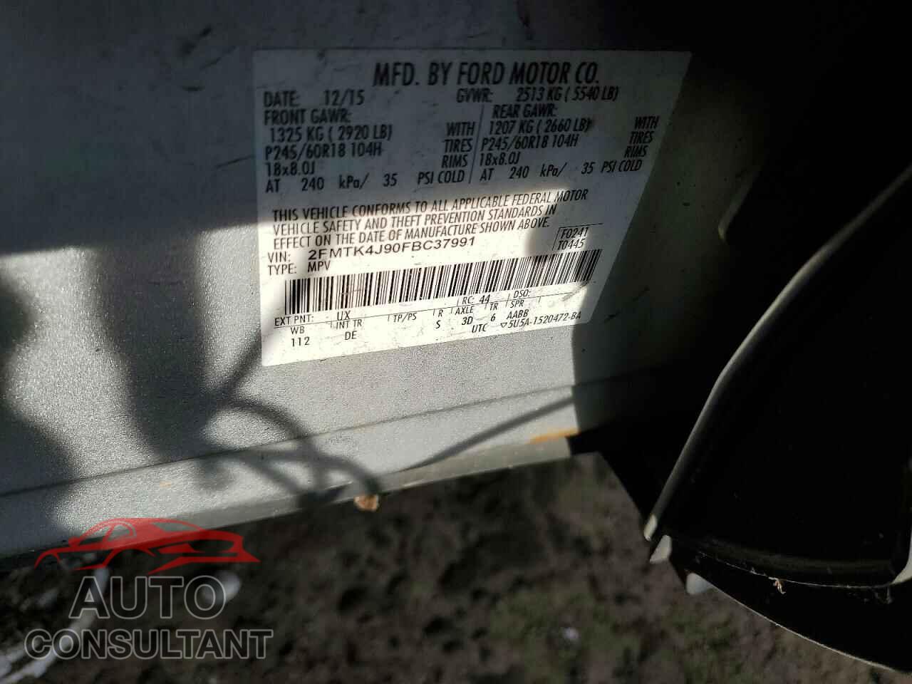 FORD EDGE 2015 - 2FMTK4J90FBC37991