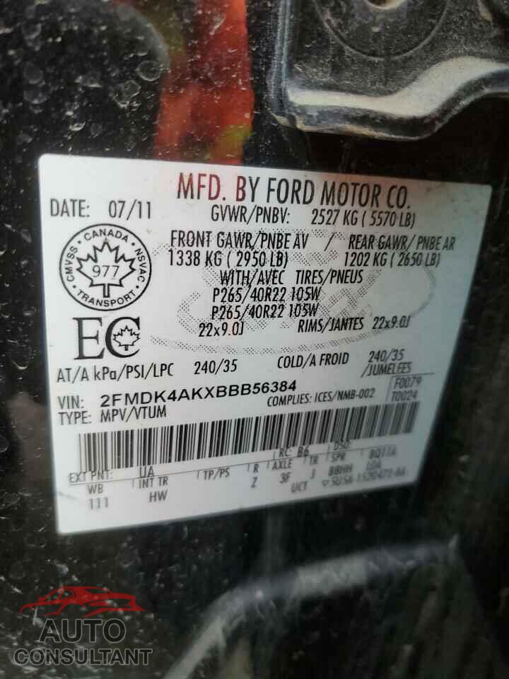 FORD EDGE 2011 - 2FMDK4AKXBBB56384