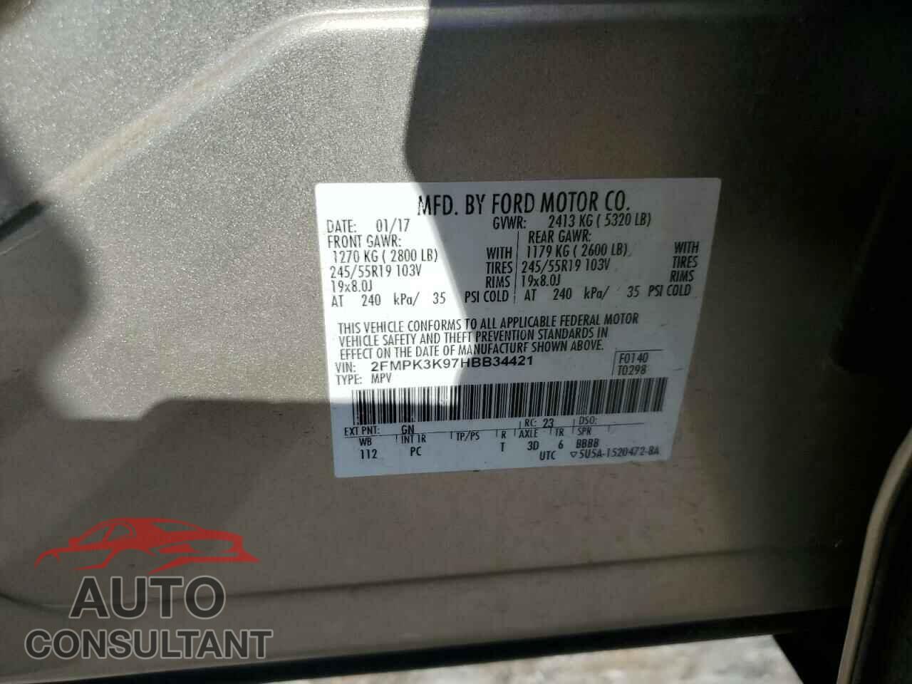 FORD EDGE 2017 - 2FMPK3K97HBB34421