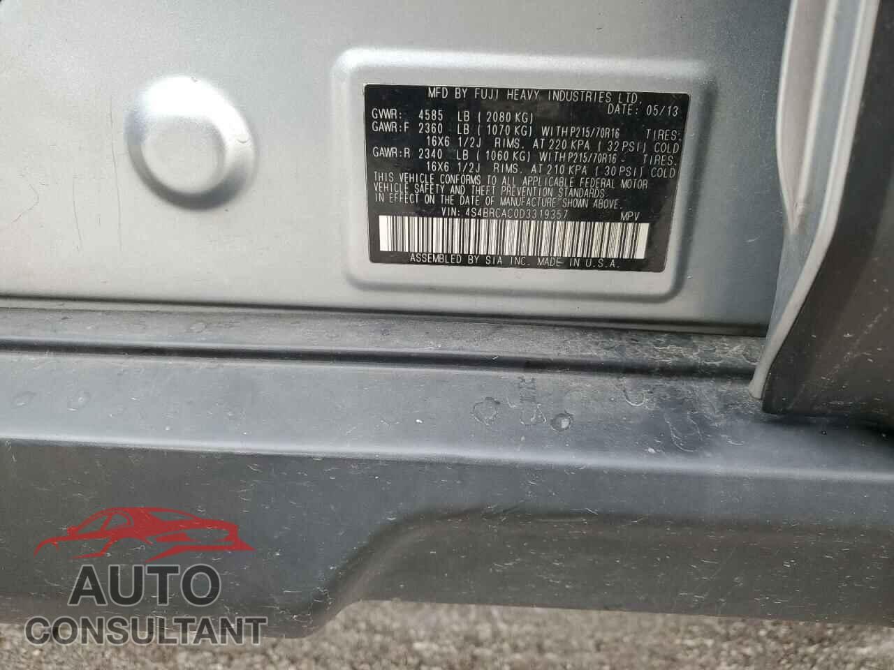 SUBARU OUTBACK 2013 - 4S4BRCAC0D3319357