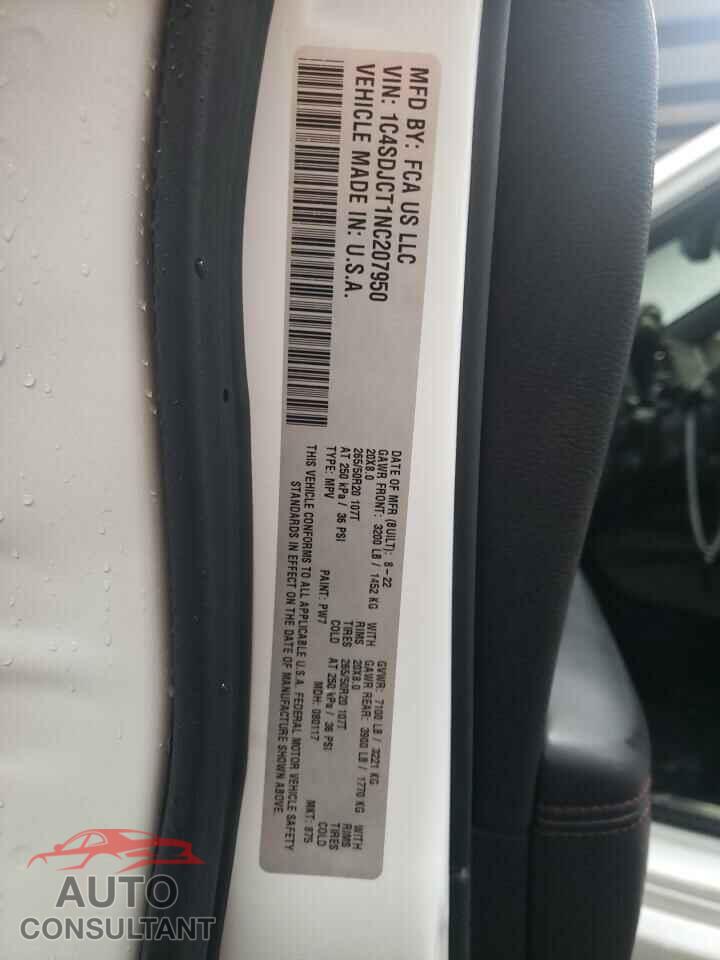 DODGE DURANGO 2022 - 1C4SDJCT1NC207950