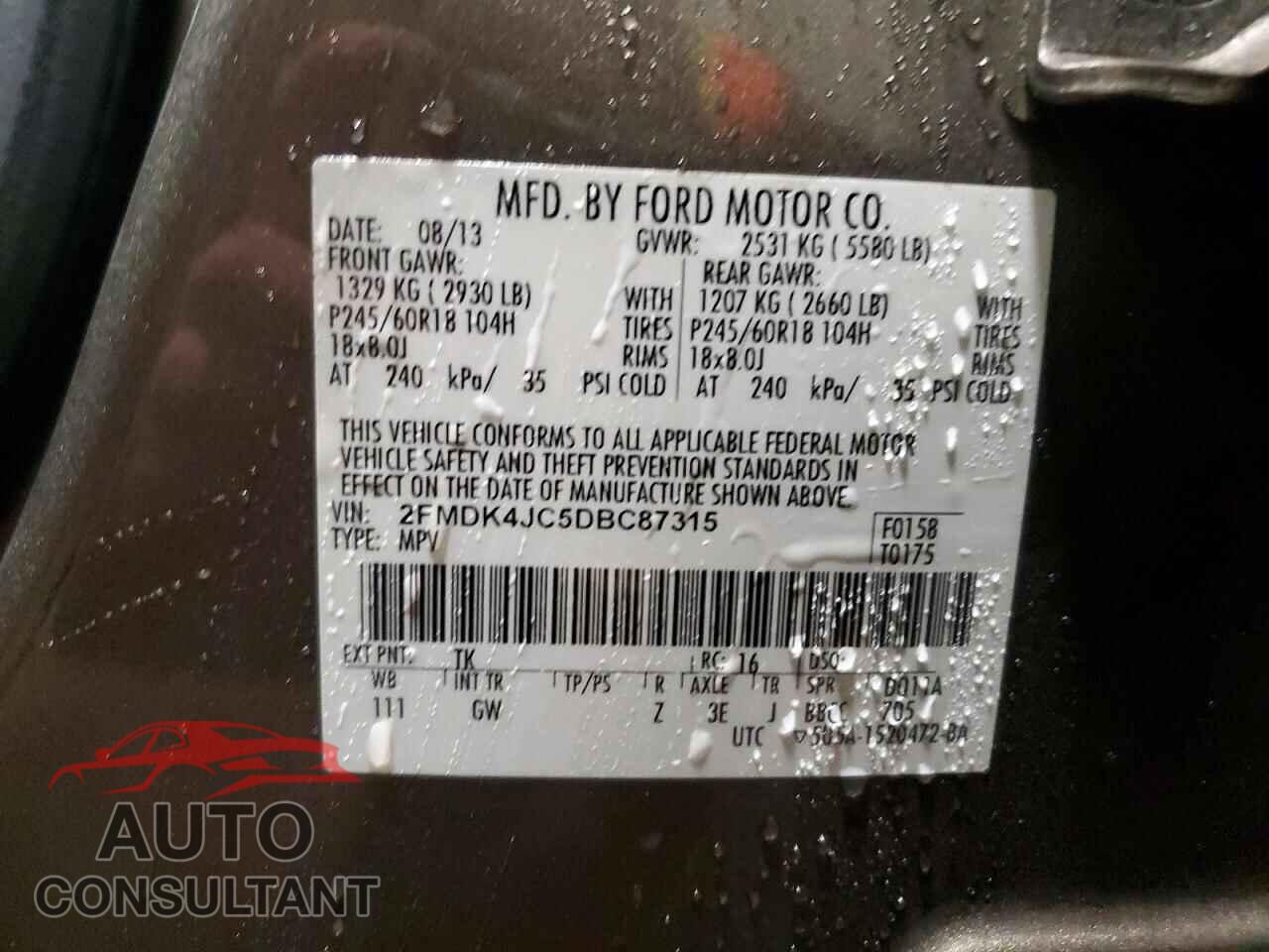 FORD EDGE 2013 - 2FMDK4JC5DBC87315