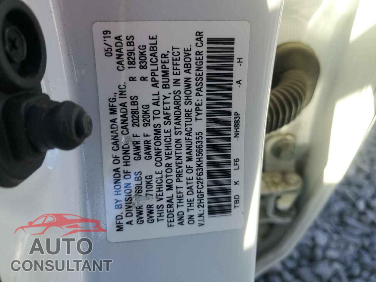 HONDA CIVIC 2019 - 2HGFC2F63KH566355