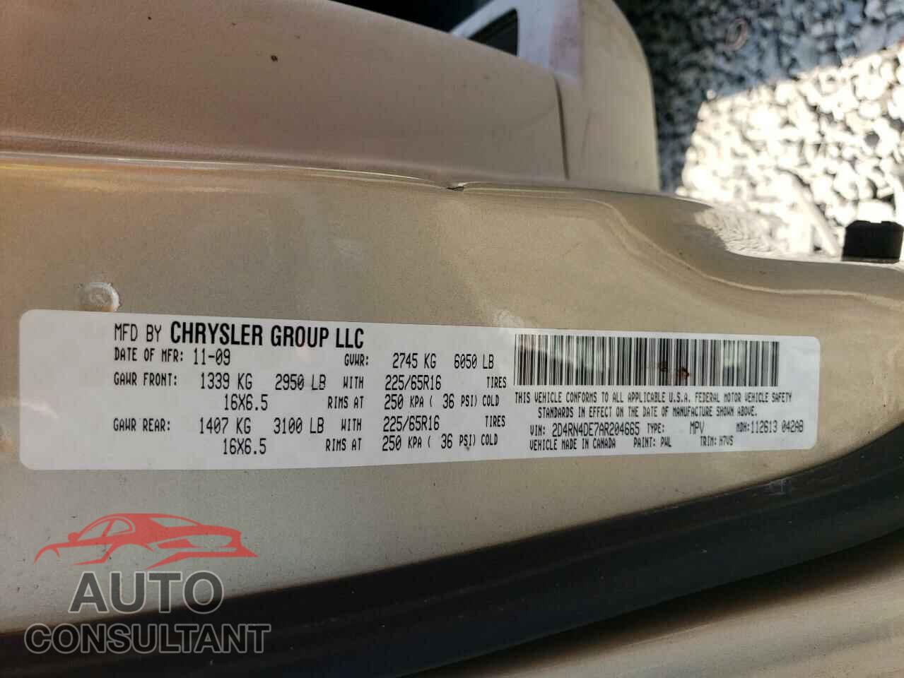 DODGE CARAVAN 2010 - 2D4RN4DE7AR204665