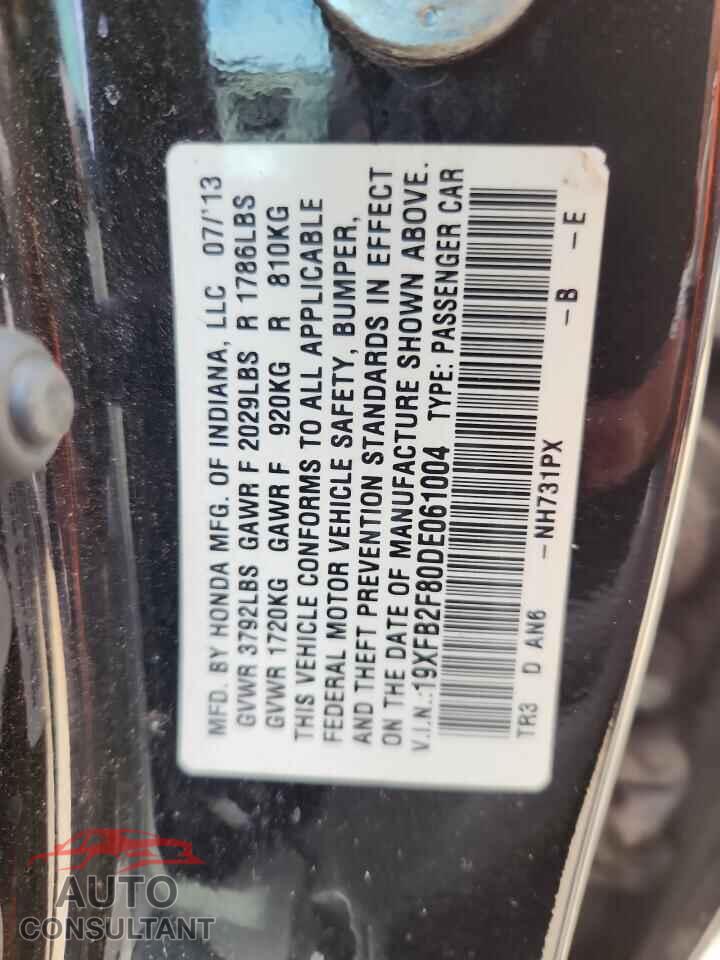 HONDA CIVIC 2013 - 19XFB2F80DE061004