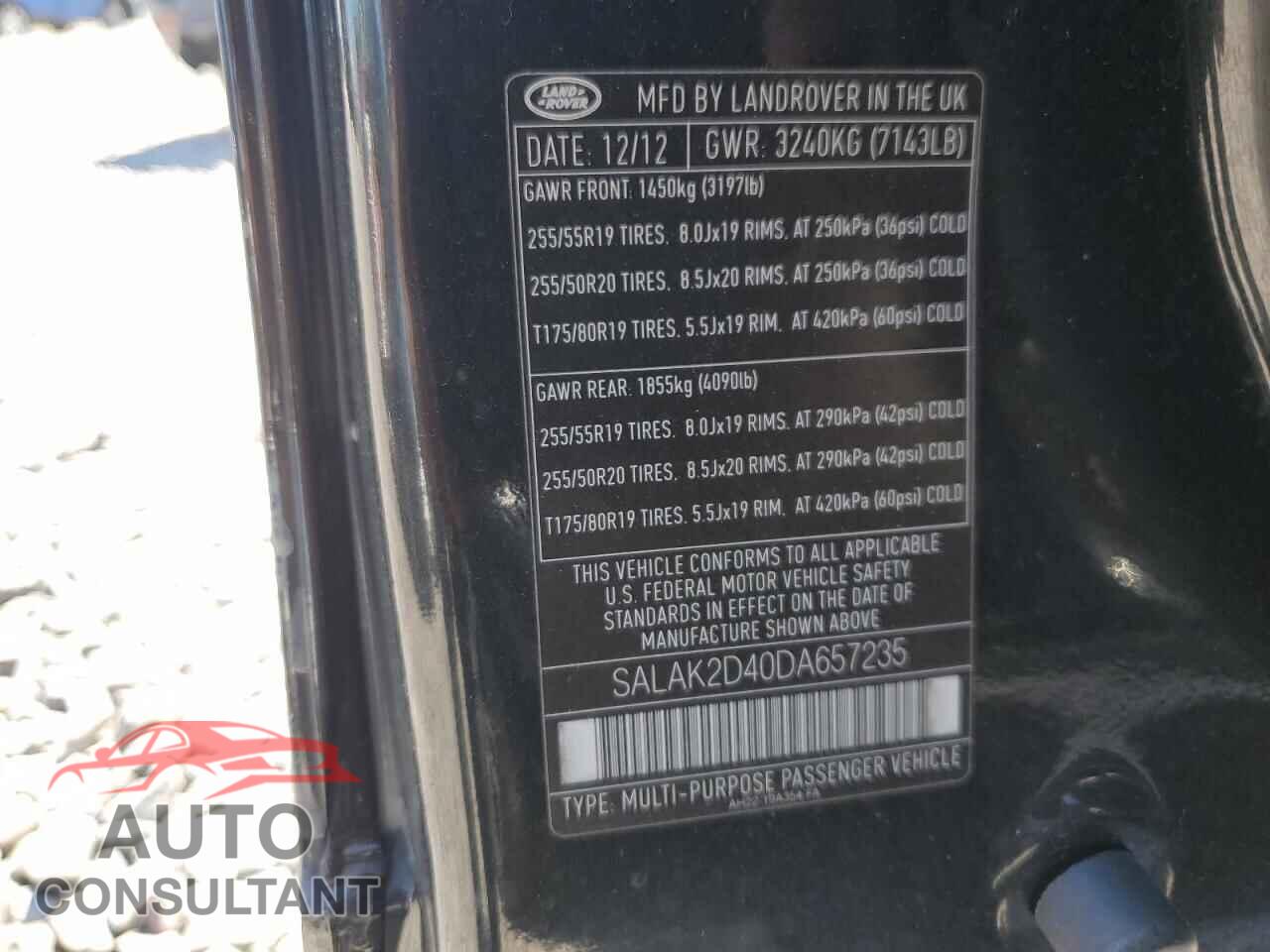 LAND ROVER LR4 2013 - SALAK2D40DA657235