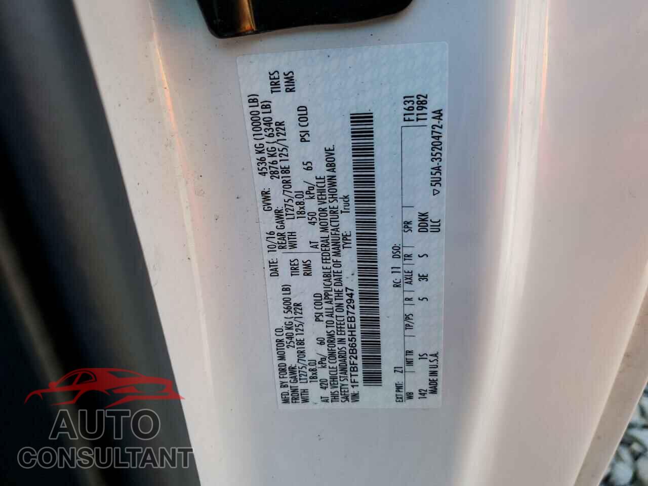 FORD F250 2017 - 1FTBF2B65HEB72947