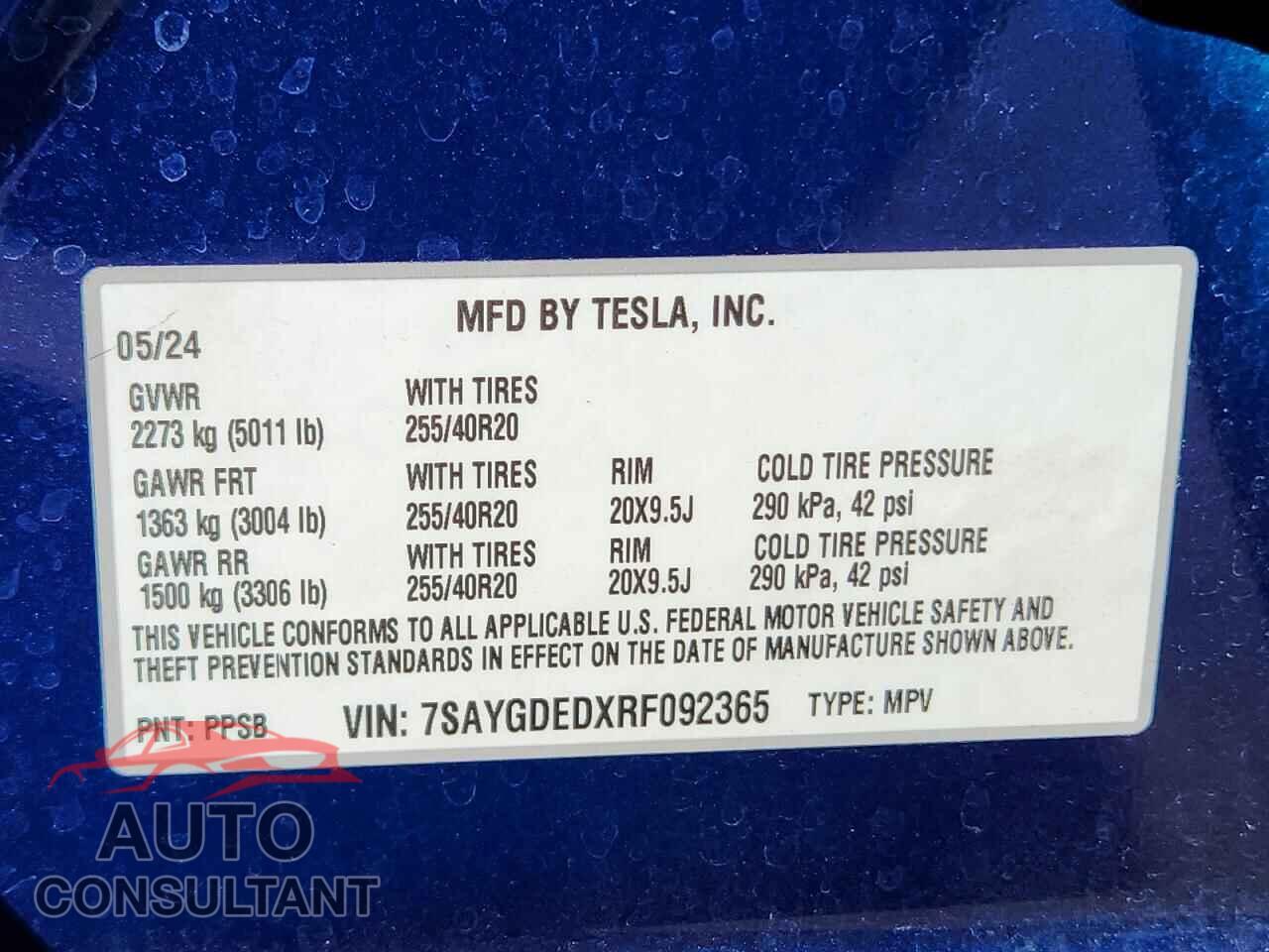 TESLA MODEL Y 2024 - 7SAYGDEDXRF092365