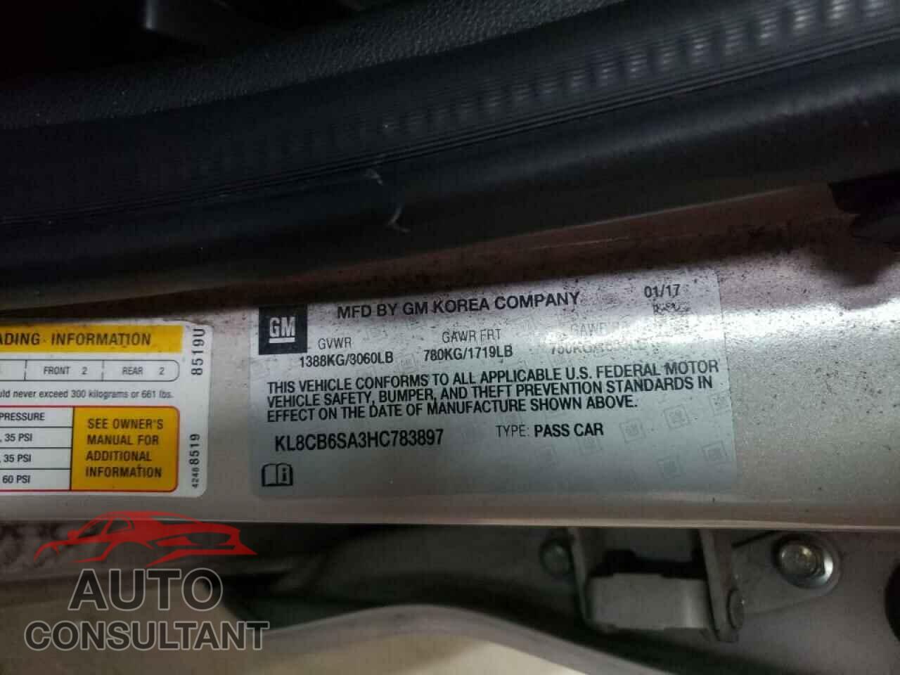 CHEVROLET SPARK 2017 - KL8CB6SA3HC783897