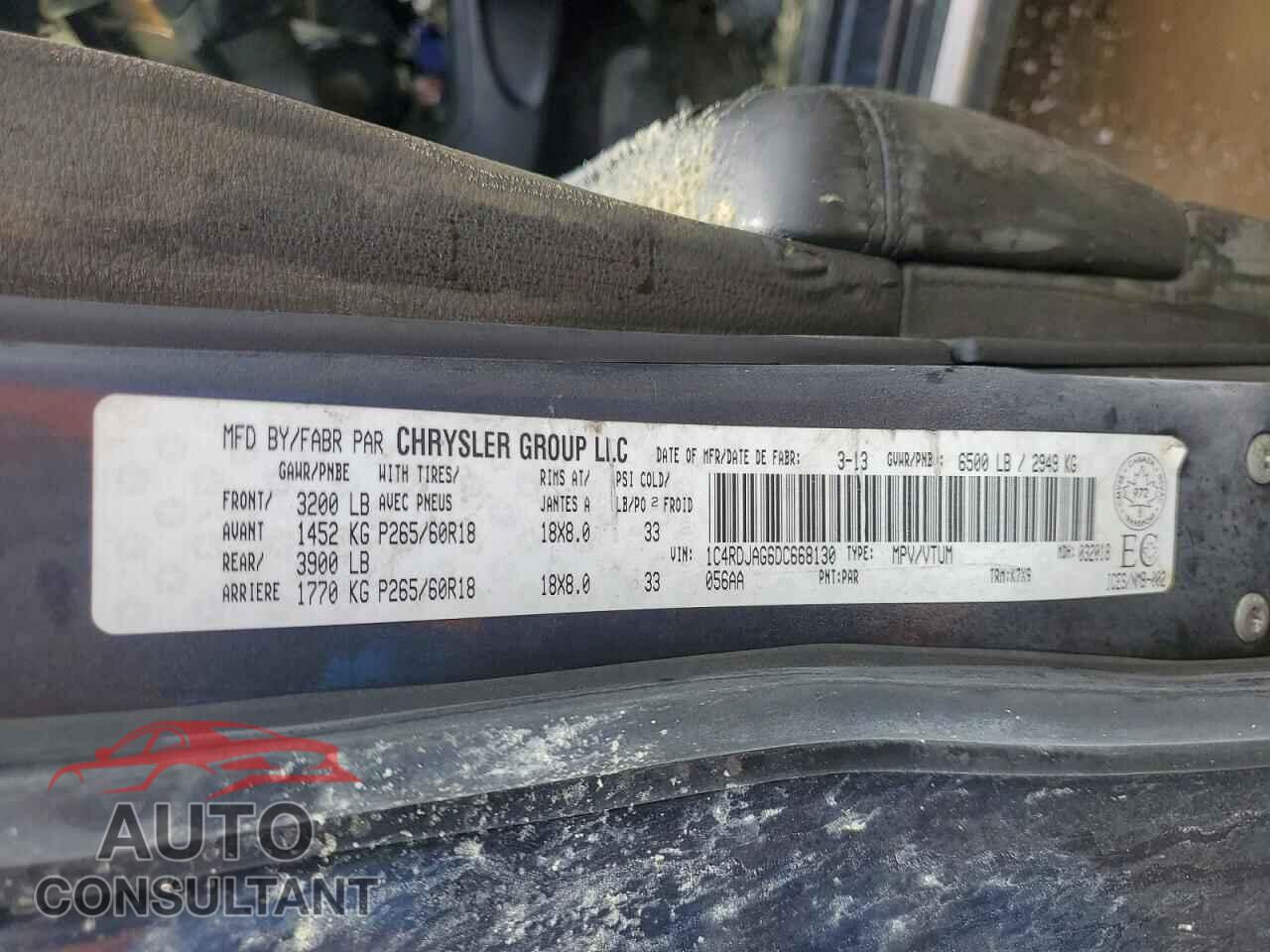 DODGE DURANGO 2013 - 1C4RDJAG6DC668130