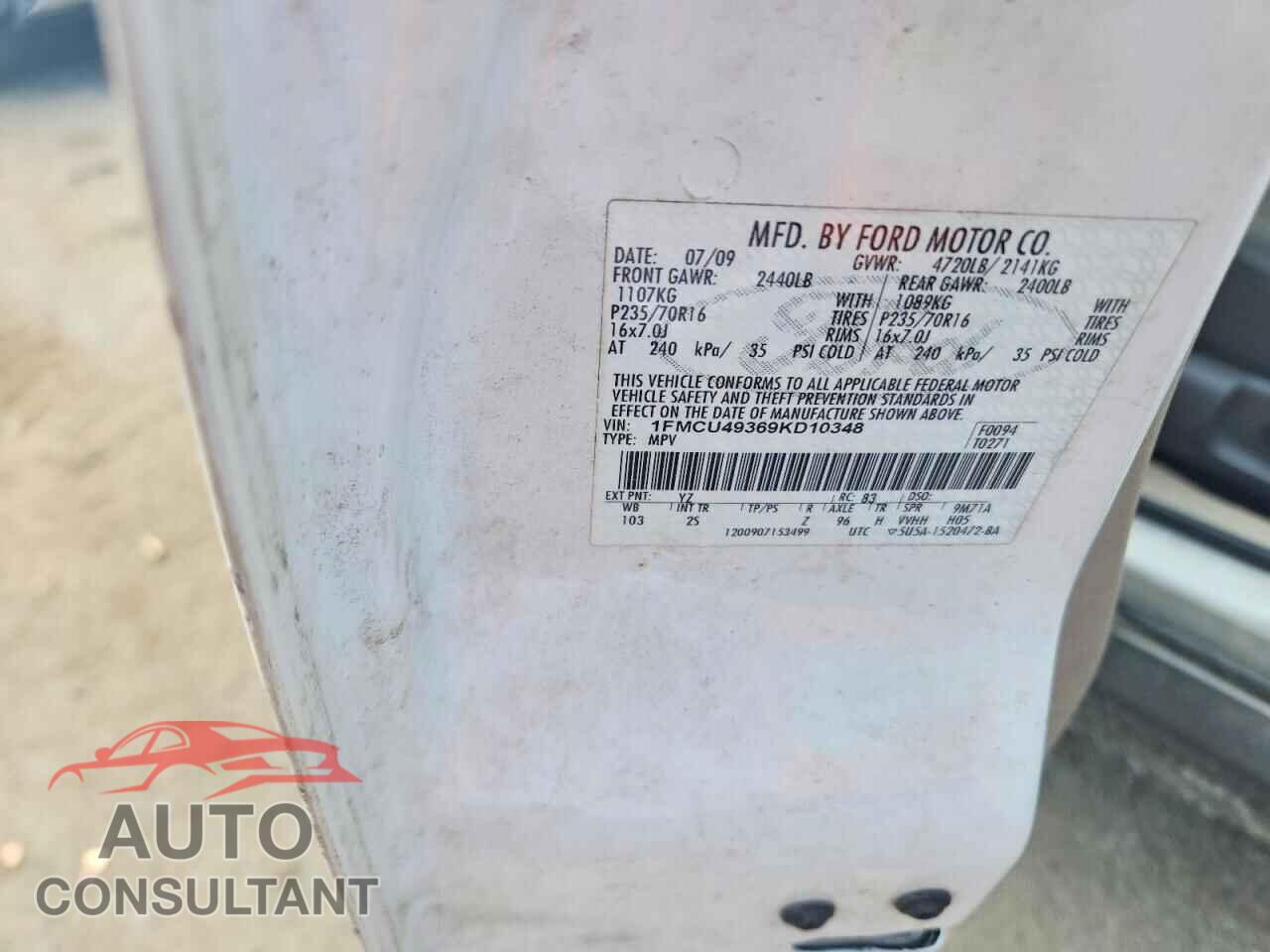 FORD ESCAPE 2009 - 1FMCU49369KD10348