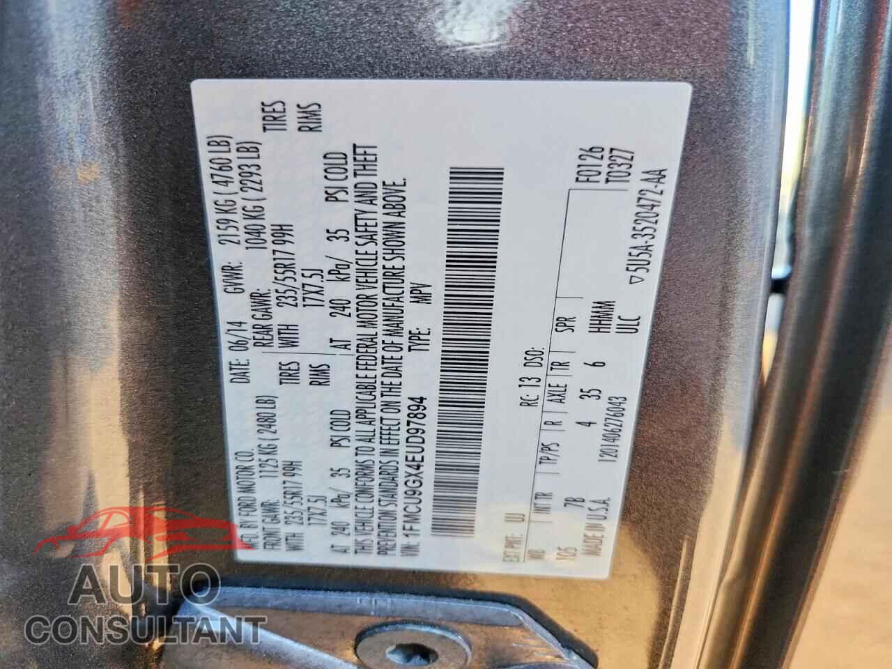 FORD ESCAPE 2014 - 1FMCU9GX4EUD97894