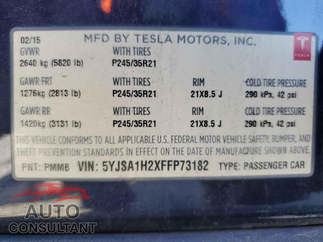 TESLA MODEL S 2015 - 5YJSA1H2XFFP73182