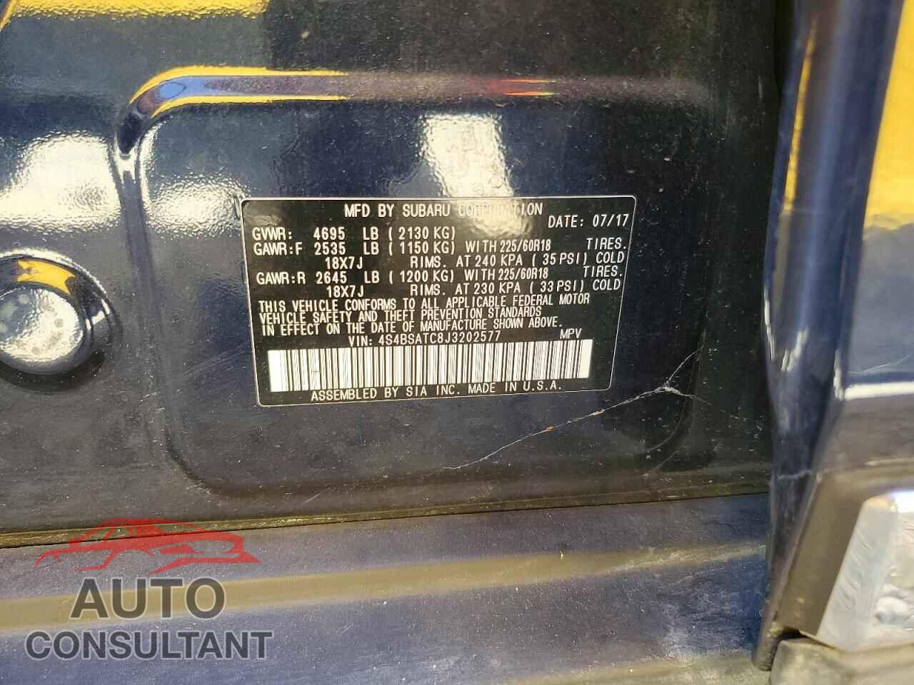 SUBARU OUTBACK 2018 - 4S4BSATC8J3202577