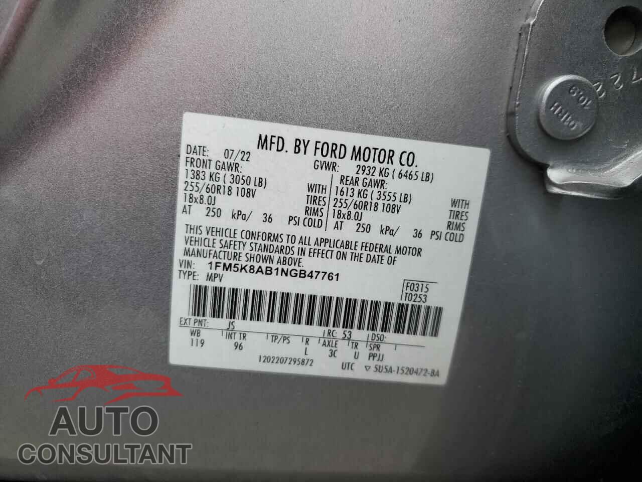 FORD EXPLORER 2022 - 1FM5K8AB1NGB47761