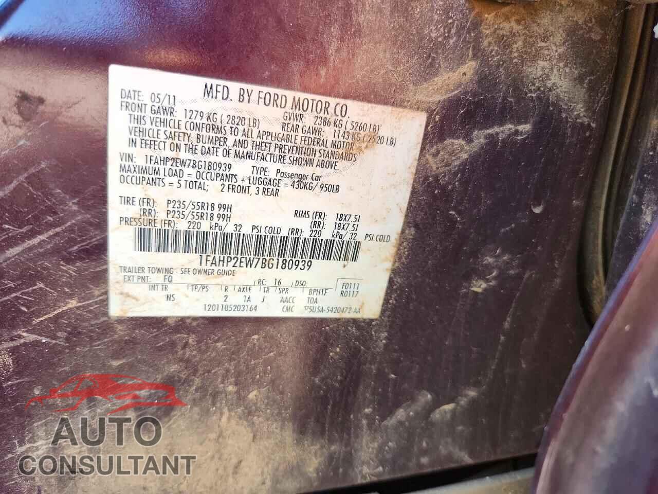 FORD TAURUS 2011 - 1FAHP2EW7BG180939