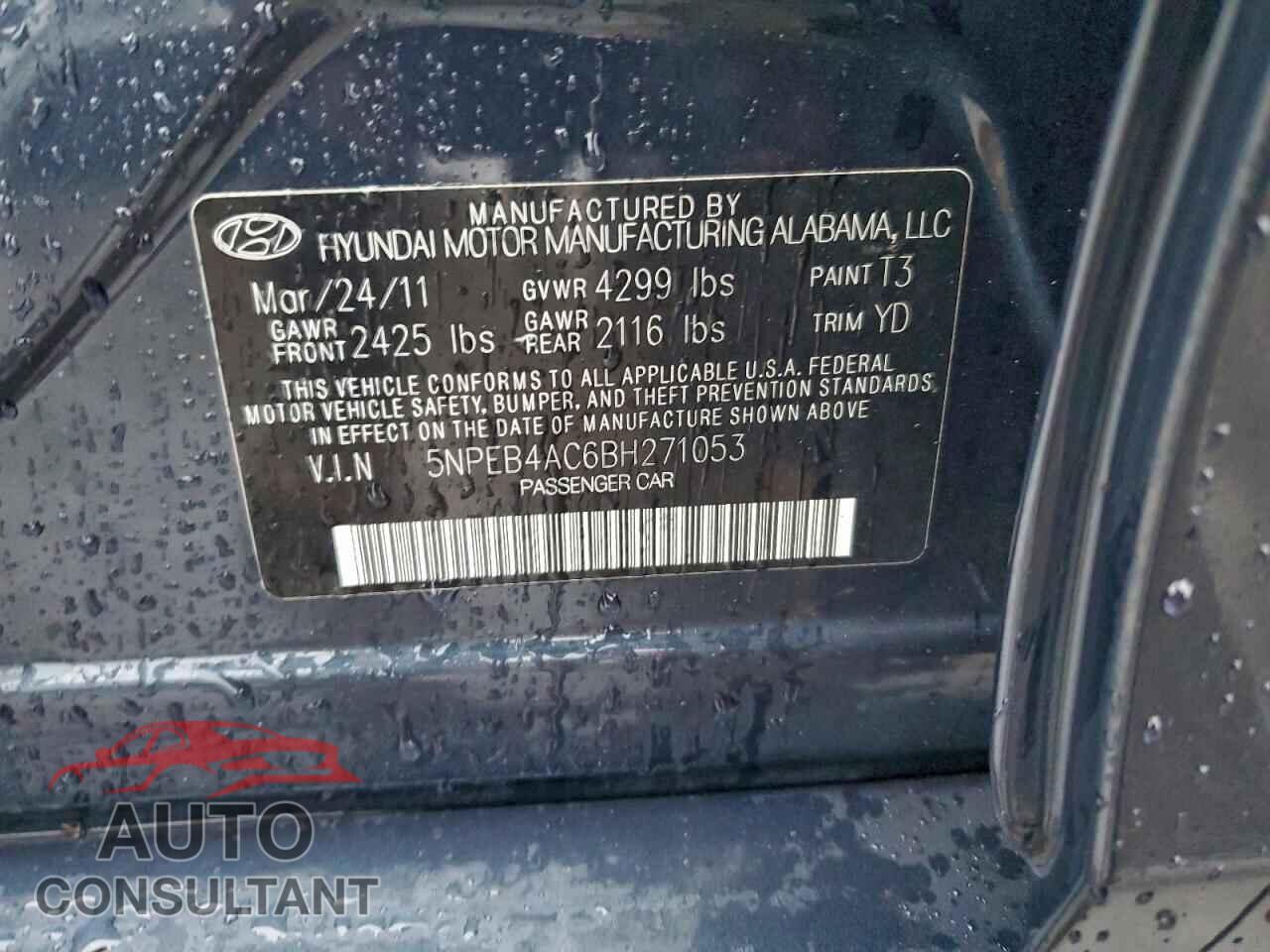 HYUNDAI SONATA 2011 - 5NPEB4AC6BH271053