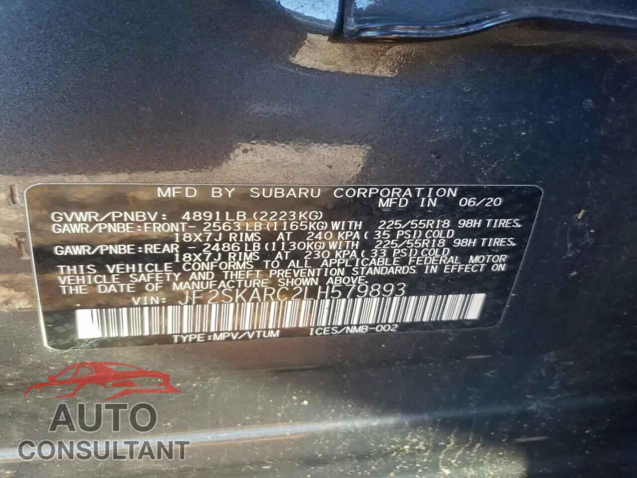 SUBARU FORESTER 2020 - JF2SKARC2LH579893