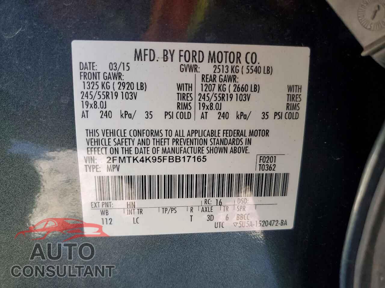 FORD EDGE 2015 - 2FMTK4K95FBB17165