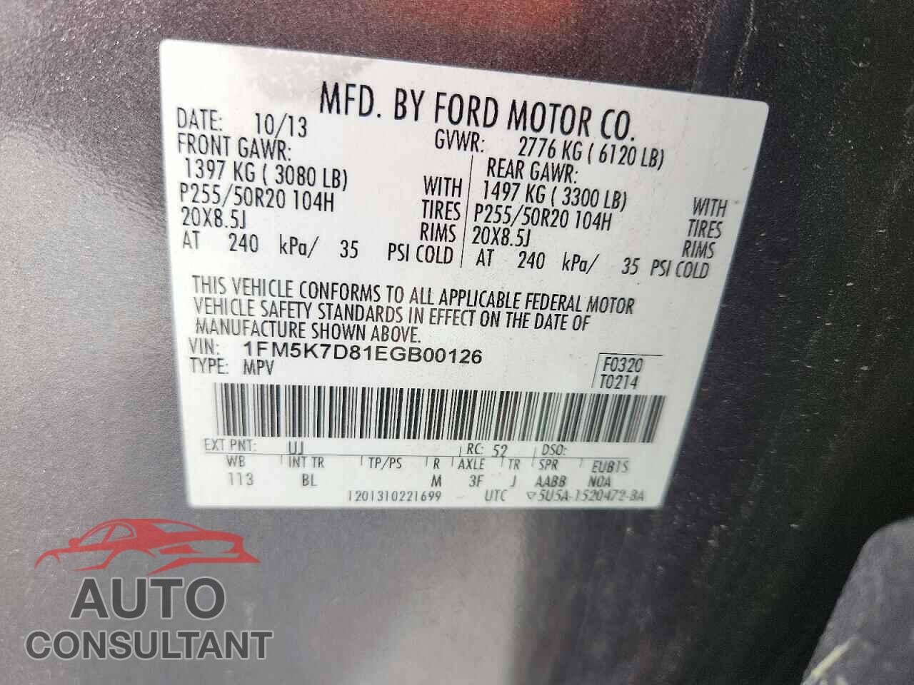 FORD EXPLORER 2014 - 1FM5K7D81EGB00126