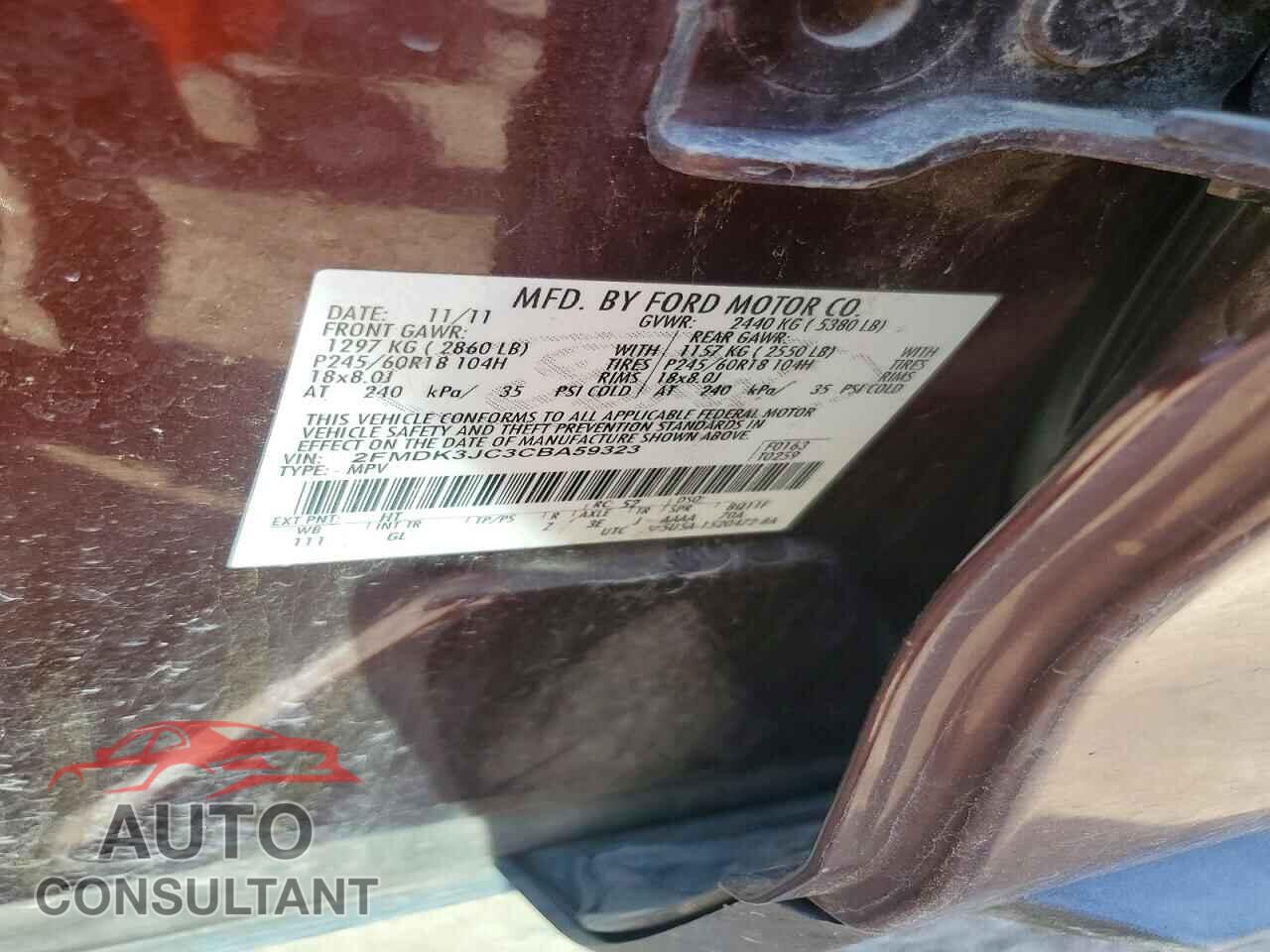 FORD EDGE 2012 - 2FMDK3JC3CBA59323