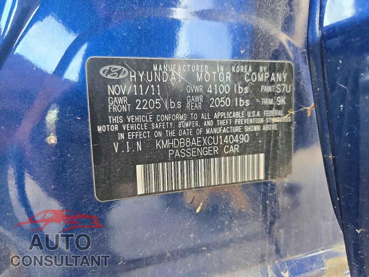 HYUNDAI ELANTRA 2012 - KMHDB8AEXCU140490