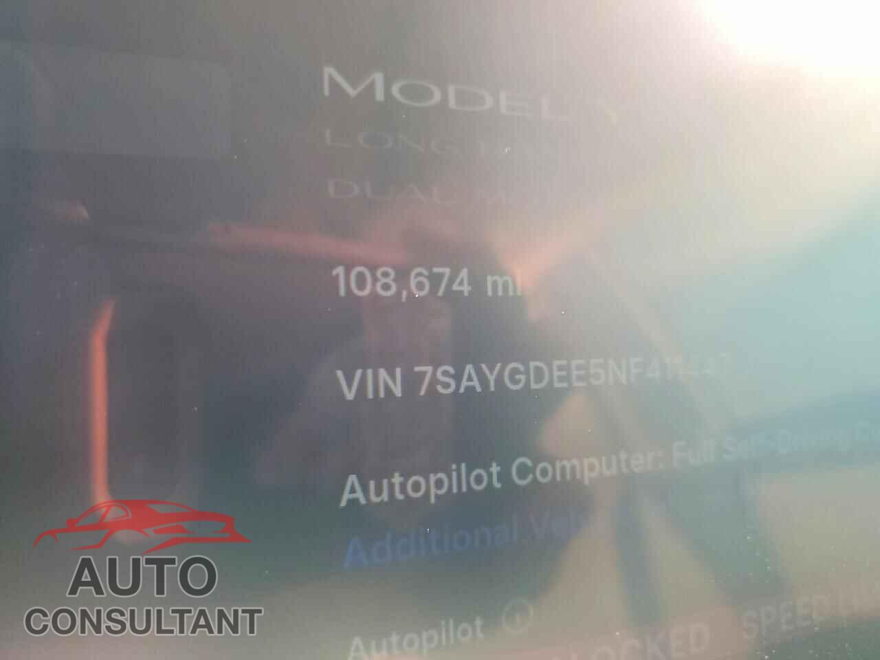 TESLA MODEL Y 2022 - 7SAYGDEE5NF411447