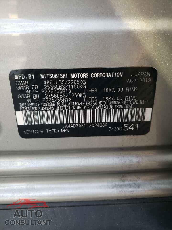 MITSUBISHI OUTLANDER 2020 - JA4AD3A31LZ024384