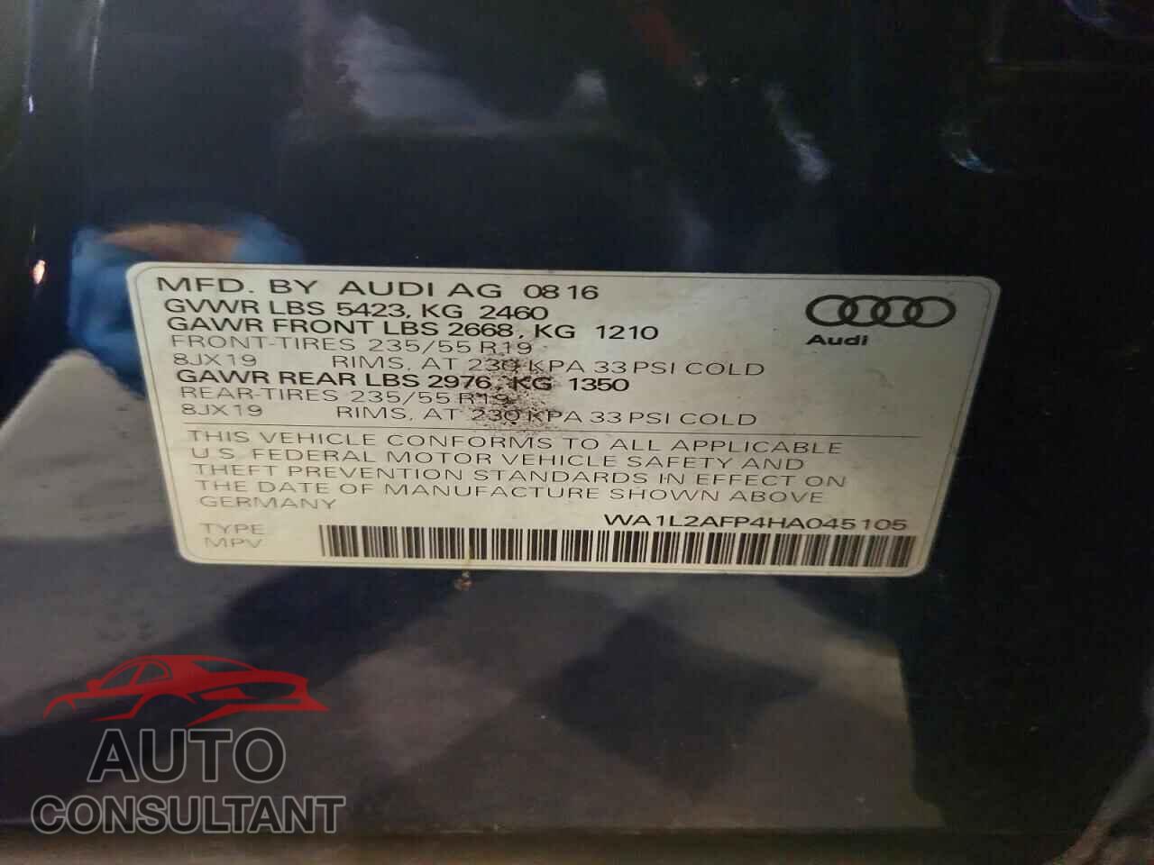 AUDI Q5 2017 - WA1L2AFP4HA045105